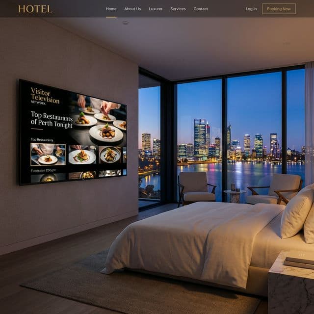VTN channel playing on 4K TV in luxury Perth hotel room